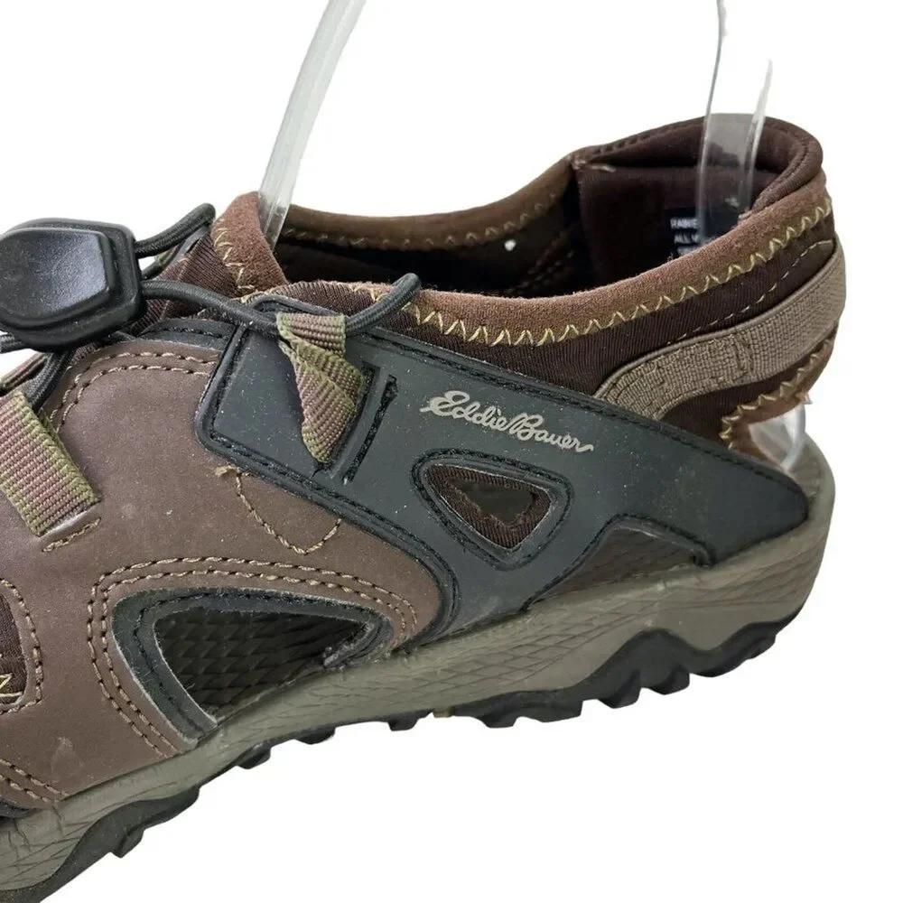 Eddie Bauer Rainer Mens Dark Brown Fisherman Water Sandals Closed Toe Shoes 11